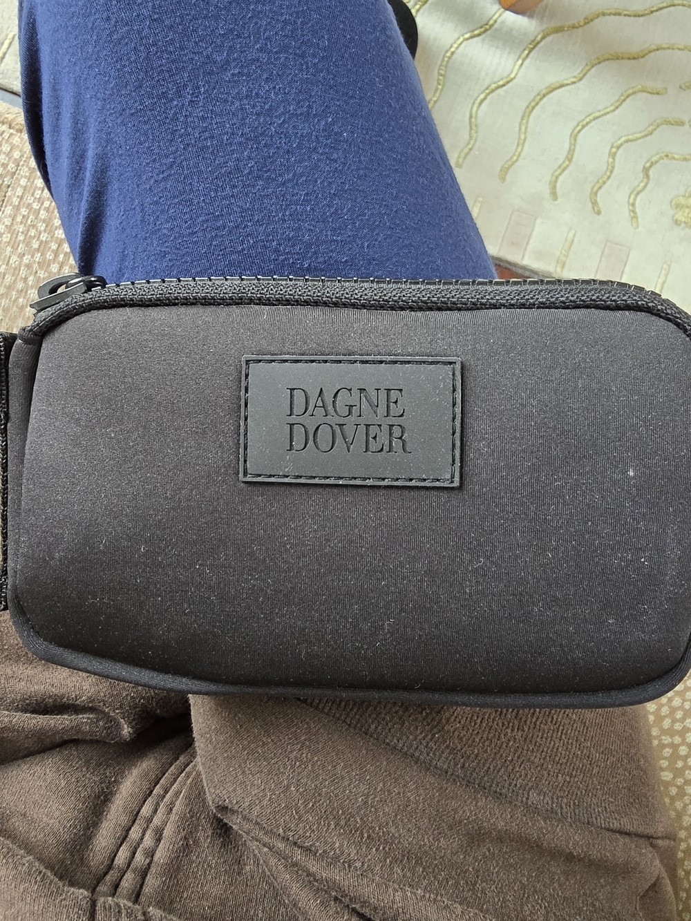 Dagne Dover Black Neoprene Compact Crossbody Pouch